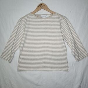 Liz Claiborne LizSport Ladies Cream/White Three Quarter Sleeve Top Size M